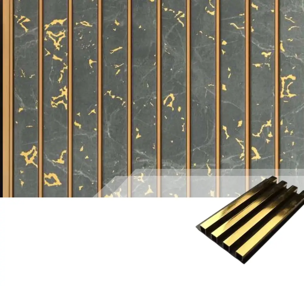 PVC Fluted Panel Golden Strips